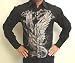 Mission Clothing Studded Winged Mermaid Anchor Black Dress Shirt Medium - XXL