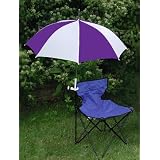 Purple White Clamp On Chair Umbrella for Aluminum or Canvas Folding Chairs