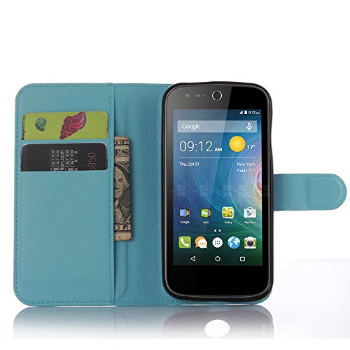 Acer Liquid Z330 Case Acer Liquid M330 Case[6 Colors], Popsky Stand Flip Wallet Case with Built-in Card Slots and Cash Compartment Premium Lichee Lines Pu Leather Cover Case (Light Blue)