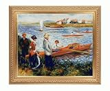 Art Reproduction Oil Painting - Renoir Paintings: Oarsmen at Chatou with Elegant Wood Frame - Gold Finish - 26 X 30 - Hand Painted Framed Canvas Art