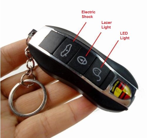 Porsche Electric Car Remote Control Shock Keychain Prank Funny Toy
