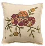 April Cornell 10 by 10-Inch Cushion, Owl Embroidery Antique