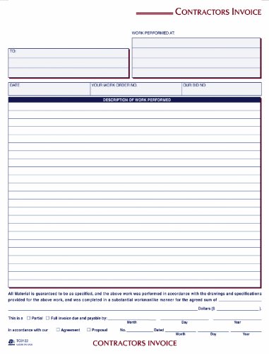 Adams Contractor's Invoice Book, 8.38 x 11.44 Inch, 3-Part,