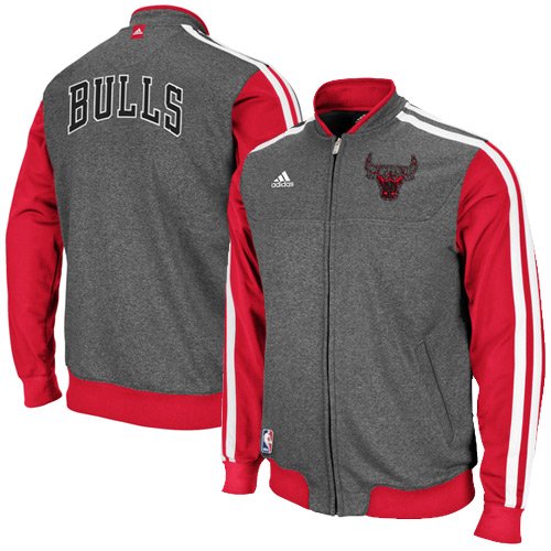 NBA adidas Chicago Bulls On-Court Winter Full Zip Track Jacket - Charcoal/Red (Medium) at Amazon.com