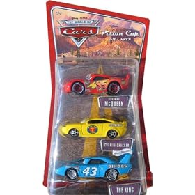 Disney Pixar CARS 1:55 Die Cast Figure 3-Pack Lightning McQueen, Charlie Checker and The King by Disney