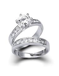 Bling Jewelry Vintage Round Cut Cz Engagement Wedding Ring Set 1.5ct - Size 8 by 