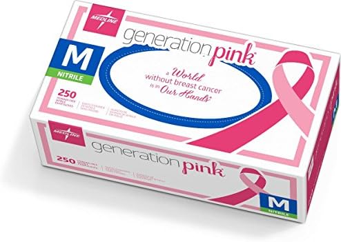 Generation Pink Nitrile Exam Glove, PF, Medium w/Film Opening, 250/Box