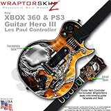 Chrome Skulls on Fire WraptorSkinz Skin fits XBOX 360 & PS3 Guitar Hero III Les Paul Controller (GUI