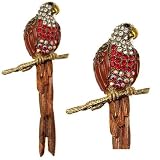 Acosta Jewellery - Large Red Swarovski Crystal - Parrot Bird Brooch / Pendant