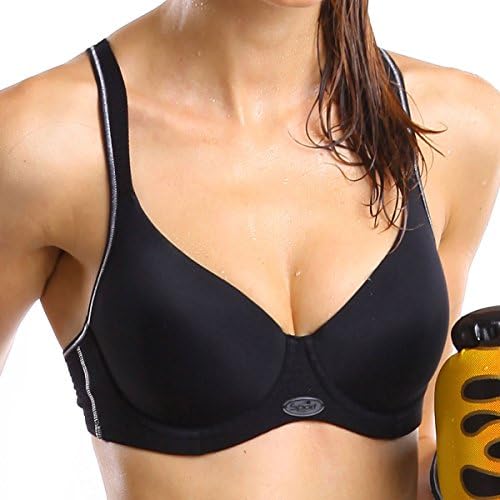 La Isla Women's Racerback Underwire Light-Padded Medium-Impact Sports Bra Black 34D