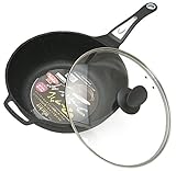 マーブルコーティング アルミダイキャスト 【曇りにくいガラス蓋付】 IHいため鍋 28cm