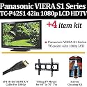 Brand New Panasonic VIERA S1 Series TC-P42S1 42-Inch 1080p Plasma HDTV With Essential Viera Accessory Kit Includes Super Flat Tilting Wall Mount + Hi Speed HDMI Cables + LCD Screen Cleaner + Free Ship