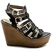 Ollio Womens Shoe Burnish Vintage Gladiator Strap Wedge High Heel Sandal