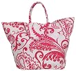 Cotton Canvas Pink and White Paisley Beach Bag 26"L Top x 16.5"H