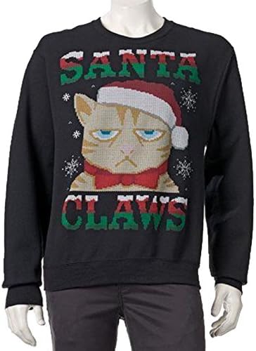 Holiday Party Sweatshirts Unisex Novelty Pullover (Large, Black Santa Claws)