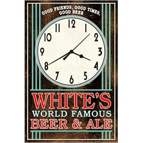 Retro style WHITE'S Beer & Ale wall clock USA