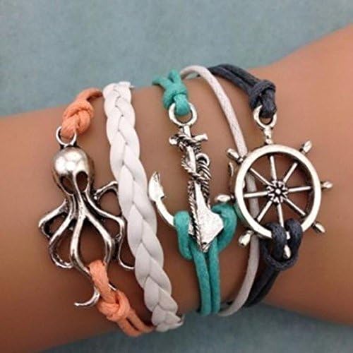 perfectadornment Multilayer Braided Wristband Rope Chain Hand Woven Bracelet