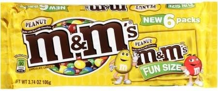 M&amp;M Peanut Fun Size 1pk 6Ct 3.74oz