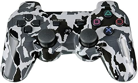 Eachgo Sony PS3 Camo Bluetooth Wireless Gamepads Double Vibration Controller Remote Console(Camo white+black)