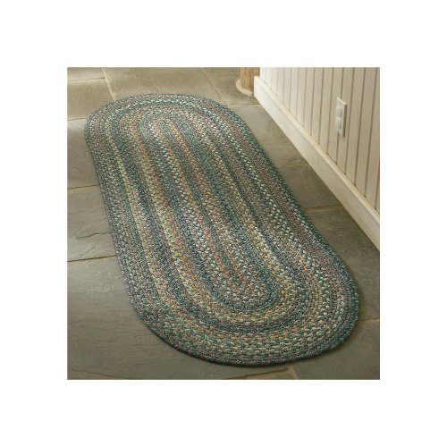Capel American Traditions Braided Wool Oval Runner Rugs Green Discount