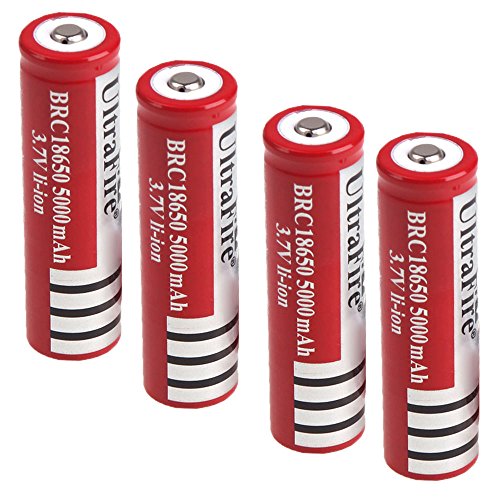 4pcs Ultrafire 18650 3.7v 5000mah Li-ion Rechargeable Battery for Flashlight