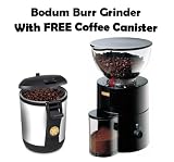Bodum Antigua Electric Black Burr Coffee Grinder Withh FREE Coffee Canister