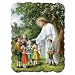 Wood Plaque - Jesus with Children - Mounted on Wood with Scrolled Edges - 11.75"x16" - MADE IN ITALY