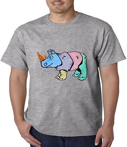 Onlyyousweet Art Rhinoceros Painting Layer Casual Joy Fit Short Sleeve Mens T-shirt Size S