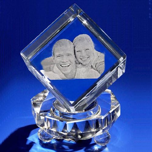 3D Personalized Laser Engrave Photo Crystal, Custom Etched Iceberg Glass Gift Jewel Cube A1810 (Large)