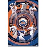 Professionally Framed New York Mets Team Wright Santana Pagan Davis Beltran Reyes Sports Poster Print - 22x34 with RichAndFramous Black Wood Frame