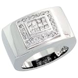 51cEr3aRwDL. SL160  14k White Gold Mens Diamond Ring, w/ 0.75 Carat Brilliant Cut & Invisible Set Diamonds, 1/2  wide