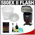 Canon 580EX II Speedlite Flash + Gary Fong Lightsphere-II with Inverted Dome + 4 Batteries & Charger for Canon EOS Rebel XT, XTi, XS, XSi, T1i, 50D, 40D, 5D SLR Digital Cameras