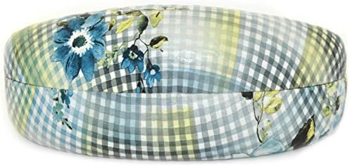 Hard Clamshell Case for Large and Oversized Eyeglasses Sunglasses - Many Colors (Floral Plaid Blue)