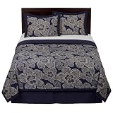 51cEw6BFwmL. SL160  Home Navy Ethnic Floral Comforter Set   King
