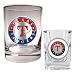 Texas Rangers MLB Rocks Glass & Square Shot Glass Set - Primary Logo by Great American Products