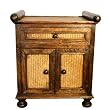 Handmade Asian Furniture - 25" Contemporary Teak Wood & Rattan Storage Cabinet / Nightstand