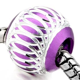 Purple Pattern Aluminum Beads Fits Pandora Charm Bracelet