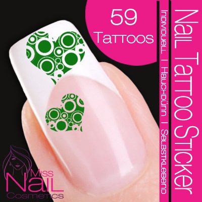 Nail Tattoo Sticker Herz mit Kreisen - gr&uuml;n Preisvergleich