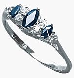 Avon Sterling Silver Genuine Sapphire Ring in Gift Box Size 6