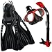 PROMATE Snorkeling Scuba Dive Mask Fins DRY Snorkel Gear Set