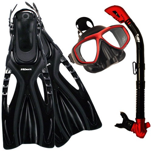 *!!Cheap PROMATE Snorkeling Scuba Dive Mask Fins DRY Snorkel Gear Set