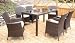 Ambientehome 63459AM 7-teilige Sitzgruppe Essgruppe Ledo  Gartenmöbel Polyrattanmöbel, braun