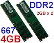 4GB (2GBx2) DDR2 667MHz PC2-5300 Dual Channel DIMM Memory Kit by TOPRAM