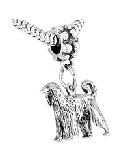 Sterling Silver Afghan Hound Dog Dangle Bead Charm