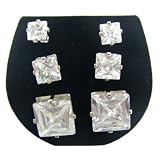 Cubes de Zircone carré, diamante fantaisie pour les adultes 6pc Boucle d'oreille