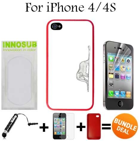 Cute Little Prince Elephant Custom iPhone 4 Cases/4S Cases-Red-Rubber,Bundle 3in1 Comes with HD Screen Protector/Universal Stylus Pen by innosub