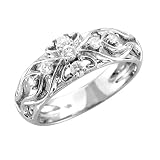  : 14k White Gold Floral Diamond Anniversary Ring / Band, Size 7 (H-I, SI-I, 0.25 carat)