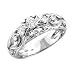 Jewelry : 14k White Gold Floral Diamond Anniversary Ring / Band, Size 7 (H-I, SI-I, 0.25 carat)