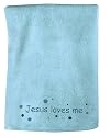 Manual Woodworkers Jesus Loves Me Fleece Blanket - Blue with Dots