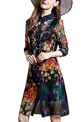 Vintage Lace  General Print Elbow Length Sleeves Linen Summer 2015 Midi Dress  With a Bow(s)
